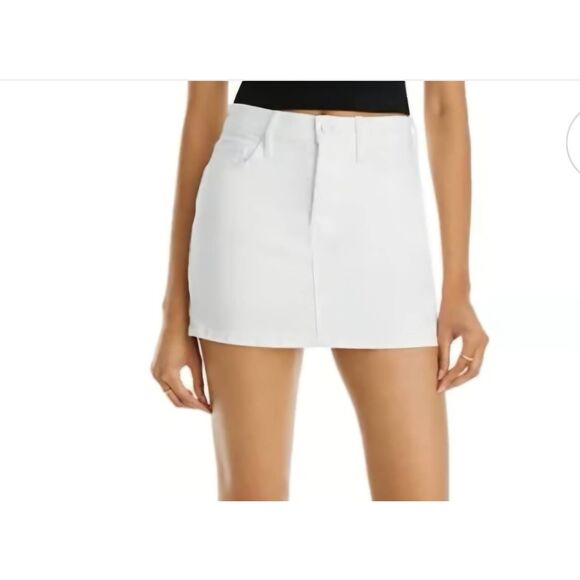Mother Denim The Vagabond Mini Skirt in Fairest of Them All, white jean skirt sz - Picture 1 of 6